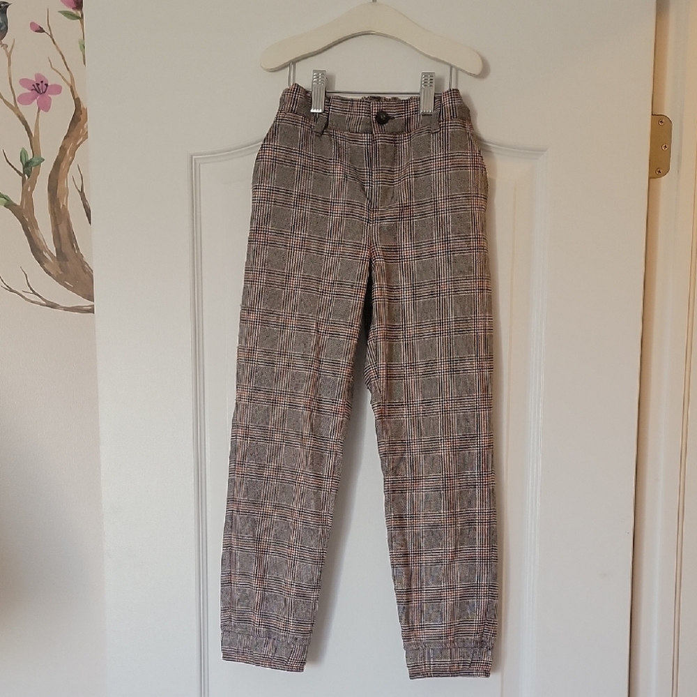 Janie and Jack Gray Plaid Kids Pants
